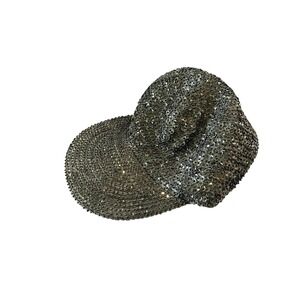 Hurry Up! Woman's Embroidered Solid Black Sequins Baseball Cap Hat Rare